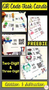 Free Addition and Subtraction Task Cards : QR CODE Activity