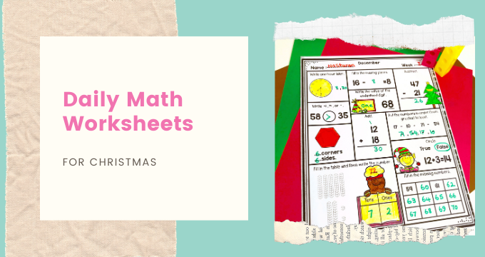 Daily Math 1st Grade Worksheets For Christmas Time Freebie