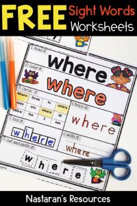 Free sight words practice page for kindergarten and first grade.#sightword#firstgrade#kindergarten#reading