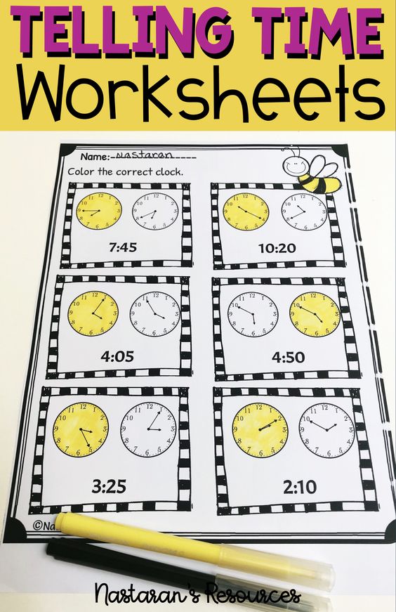 Free printable Telling Time worksheet.Great for 2nd grade.#math#worksheet#tellingtime