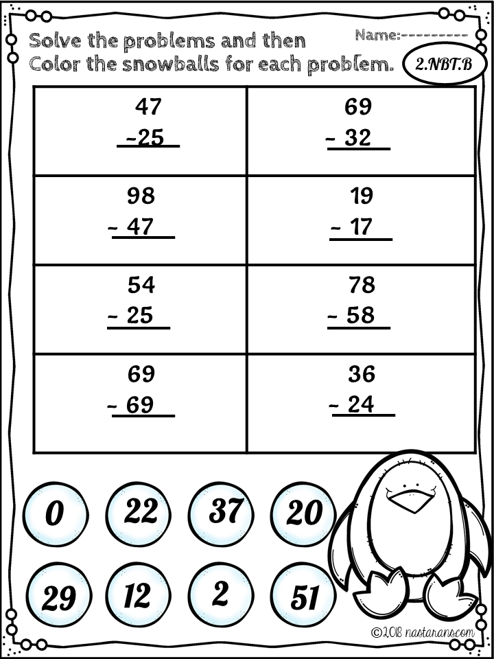 2nd-grade math worksheets. Use these printable worksheets to help the students practice math skills in your classroom. Included 54 printable worksheets that cover every Second Grade Math Common Core.   They're great for morning work, seat work, review, test prep, early or fast finishers, homework, and more. #2ndgrade #teacherspayteachers #math#addition#fraction#subtraction