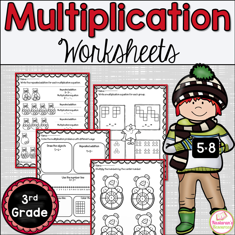 These printable multiplication worksheets for 3rd, and 4th grade  make math fun and easy for kids who are beginning to practice  multiplication. It covers arrays, repeated addition, number line, and equal groups. #math#multiplication