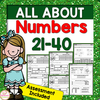 Numbers 21-40 printable worksheets contain 11 activities . Perfect for preschool, kindergarten and 1st grade. #numbersto40 #preschool #kindergarten #teacherspayteachers #math