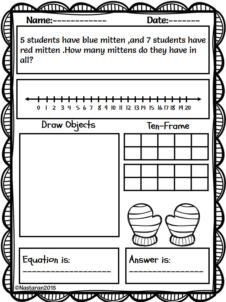 Free Addition and Subtraction Word Problems- Winter worksheets.#math