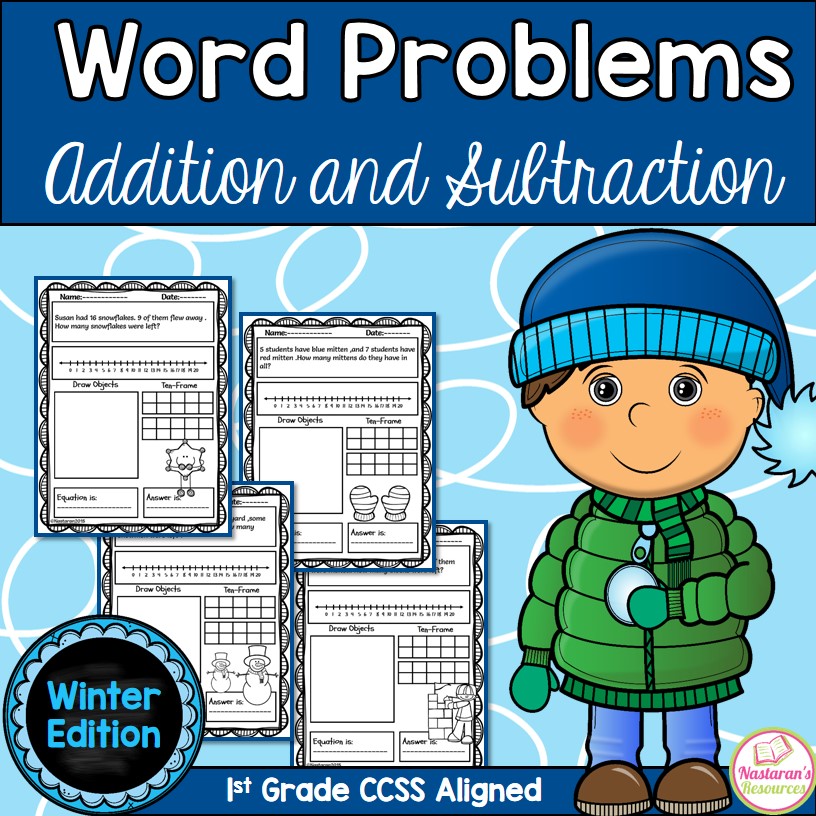 Addition and Subtraction Word Problems- Winter worksheets.