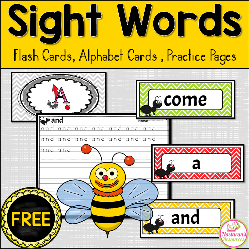 Wanting to set up the word wall in your classroom but don't know where to start?  Click through to download these free Sight word flashcards and practice pages. Print these flashcards for free and use on your word wall or sight word unit. Your students also can use practice sheets to improve their sight words skills in kindergarten or first grade.