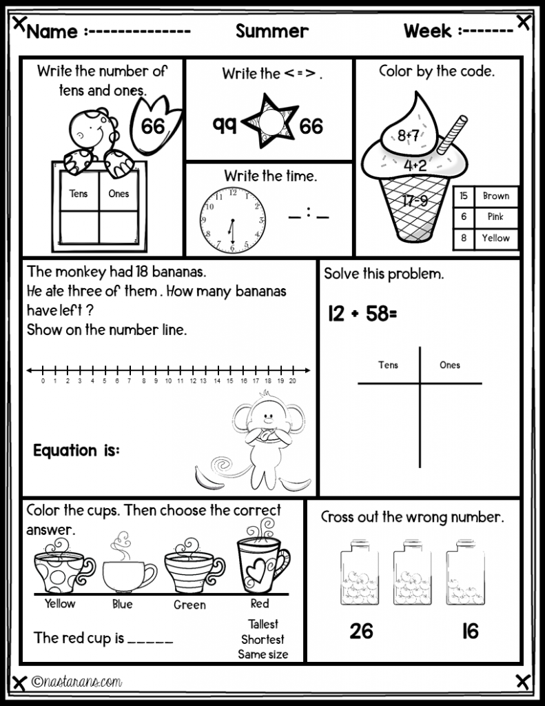 Looking for Daily Summer math activities for your kids at the end of the year? Check out these Spiral math worksheets for 1st graders and homeschoolers. Perfect activities to send home over the summer.Print and go for you and fun for your students.
 #printables #mathactivities #1stgrade #teacherspayteachers #summerreview #math #mathworksheets