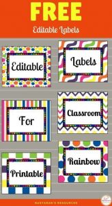 Free Printable and Editable Labels For Classroom