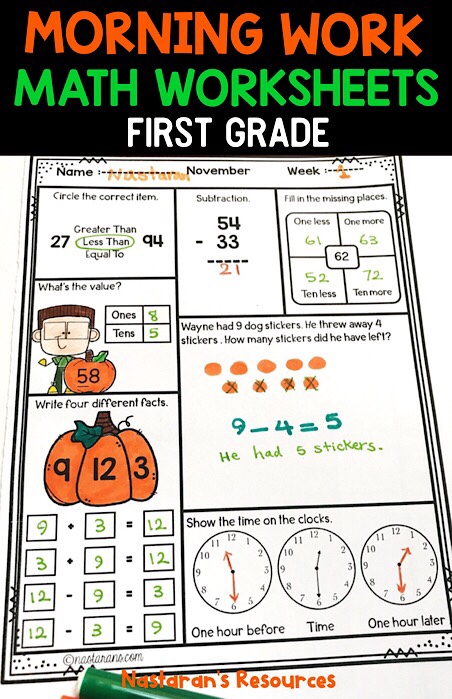 November Math Worksheets Daily Math Review