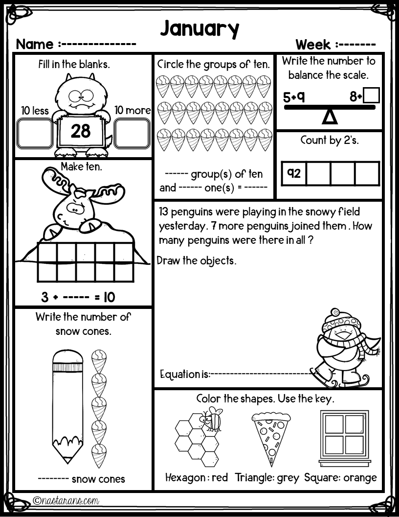 Looking for morning work math activities for your kids during December and Christmas? Check out this free Christmasworksheet for 1st graders and homeschoolers. Using spiral math is great for Homework, Morning Work, Warm-Ups, or even Math Center Activities. These no preparation worksheets are also aligned with common core standards! Fun for students and print and go for teachers.#firstgrade #mathcenters #classroom #Christmas