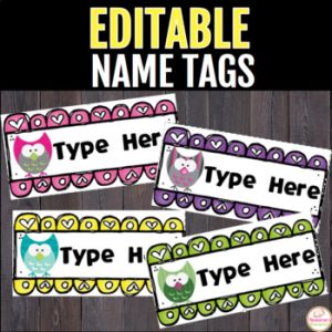 Owl Editable Name tags
