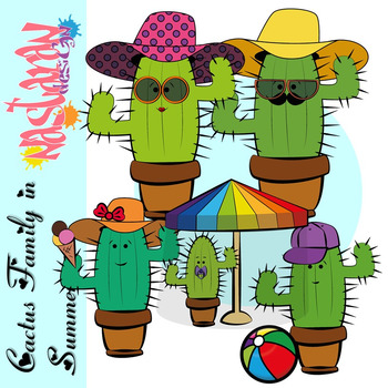 Cactus Clipart - Cactus Family In Summer Clipart