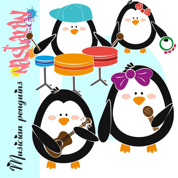 Musician Penguin Clip Art