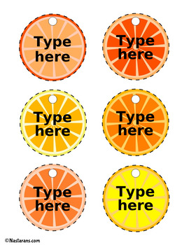 Editable Orange Slices Tags -Printable