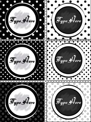Editable Labels - Black and White Labels Polka Dots