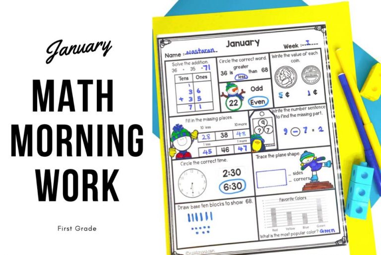 2nd Grade Winter Math Daily Review Worksheets And a Freebie
