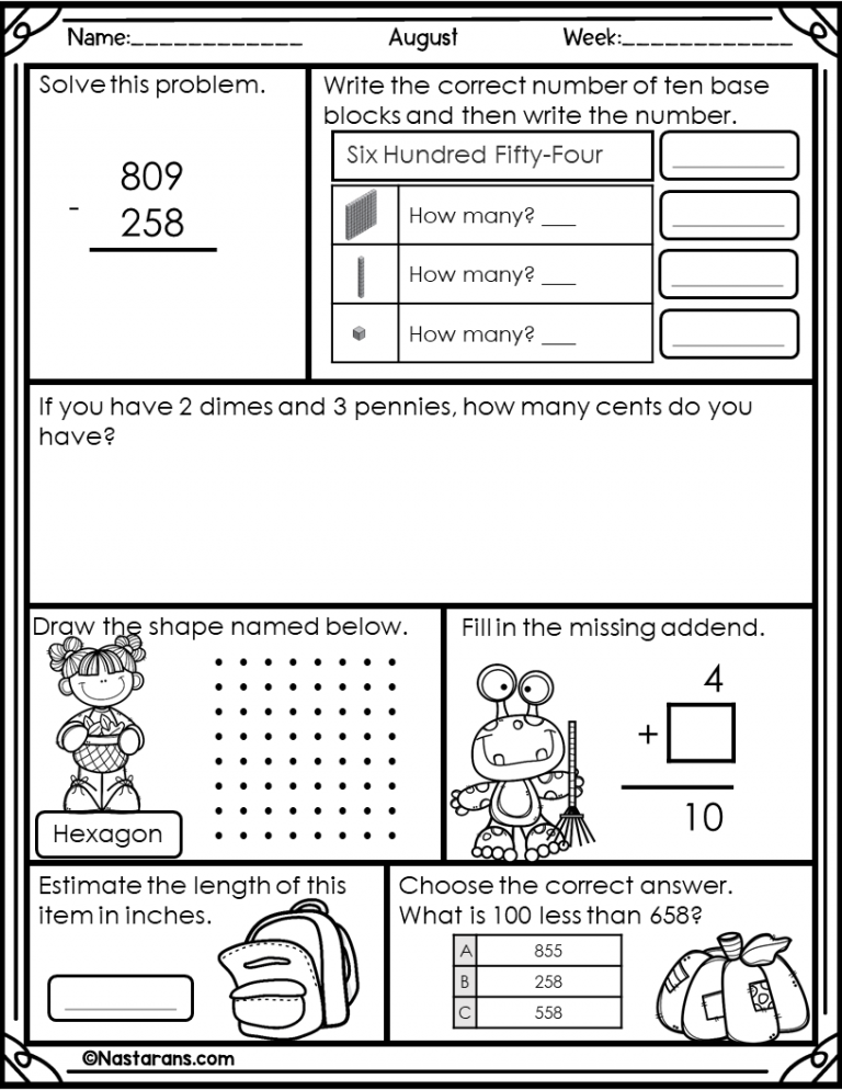 2nd Grade Back To School Daily Math Worksheets And a Freebie