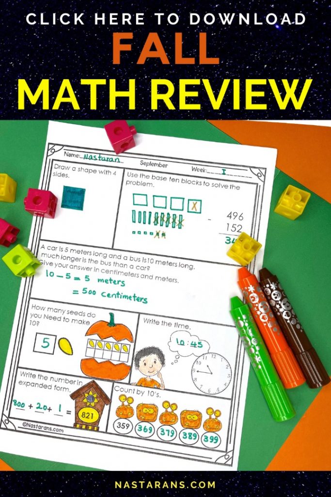 2nd Grade Fall math Daily review