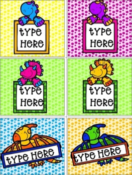 Editable Labels - Dinosaur and Polka dots