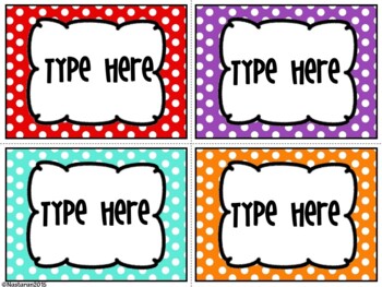 Editable Labels - Bright Polka Dots