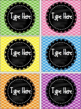 Editable Labels-Chalkboard and Fish Scale Labels