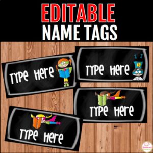 Student Desk Name Plates Chalkboard Desk Name Tags EDITABLE First Day Of School