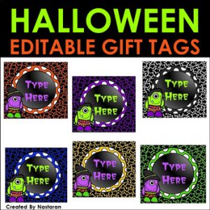 Halloween Gift Tags - Editable Labels October Name Tags
