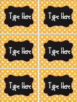 Editable Labels - Chalkboard and Bright Orange Polka Dot