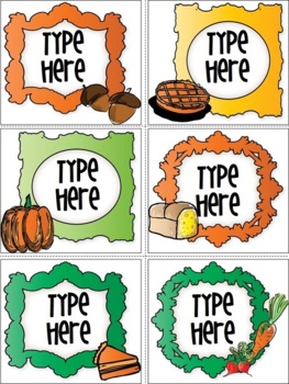 Thanksgiving Gift Tags - Name Tags - Editable Labels