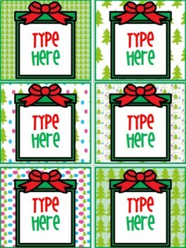 Editable Labels - Christmas Gift Tags Printable  - Name Tags