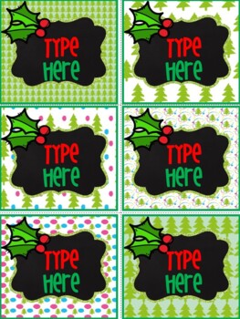 Editable Labels - Christmas Gift Tags Holly Leaves For Parents Name Tags