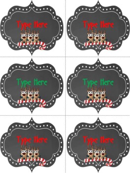 Editable Labels - Chalkboard Christmas Gift Tags - Wild Reindeer - Name Tags