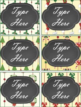 Editable Labels - Chalkboard Christmas Labels Printable - Name Tags