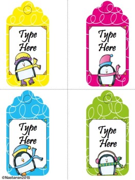 Editable Christmas Gift Tags With Penguins