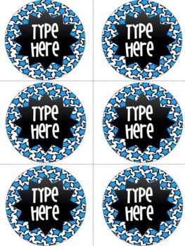 Editable Circle Labels-Blue Star Round Labels