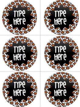 Editable Circle Labels-Brown Star Round Labels