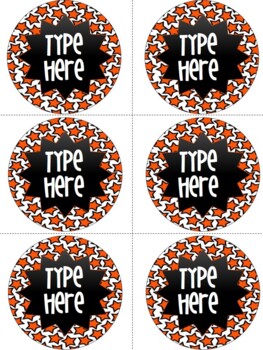 Editable Circle Labels-Orange Star Round Labels