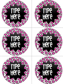 Editable Circle Labels-Pink Star Round Labels
