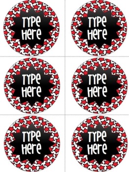 Editable Circle Labels-Red Star Round Labels
