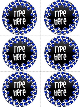 Editable Circle Labels-Royal Blue Star Round Labels