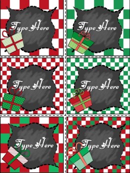 Editable Labels - Chalkboard Christmas Gift Tags  - Name Tags Printable