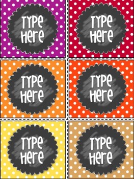 Editable Labels - Polka Dot Labels