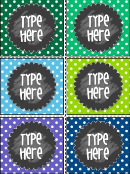 Editable Labels-Polka Dot Labels