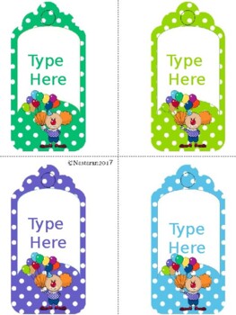 Editable Gift Tags With Clown