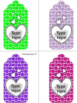 Editable Valentines Day Gift Tags For Teachers Students - Name Tags Heart Labels