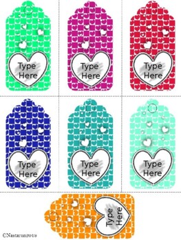 Editable Valentines Day Gift Tags For Teachers Students - Name Tags Heart Labels
