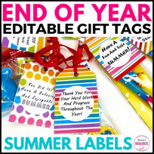 Editable End of Year Gift Tags - Name Tags - Labels Printable - Summer