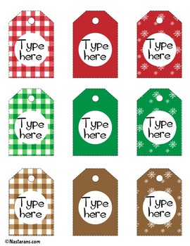 Editable Labels - Christmas Holiday Gift Tags Printable - Name Tag - Snowflake