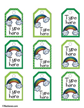 St Patricks Day Gift Tags Editable Labels Printable Name Tags