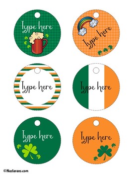 St Patricks Day Gift Tags Editable Labels Printable Name Tags